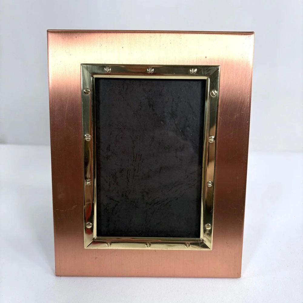 Vintage Photo Frame Copper Brass Industrial Mixed Metal 5x7 Made in Korea